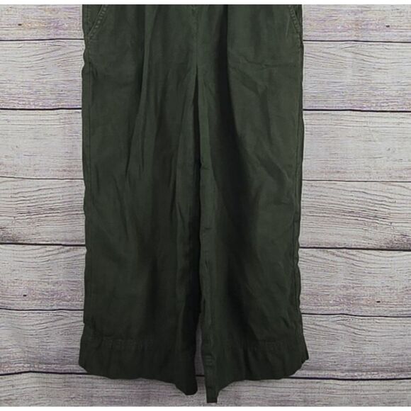 Whistles Ria Denim Jumpsuit Green Cropped Wide Leg Lightweight Button Front - Picture 4 of 10